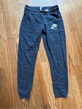 Nike Kids Charcoal Jogger Pants with Mint Logo